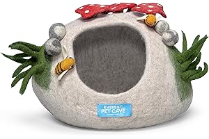 EVEREST DOG CHEW Cat Cave, Felted Cat Cave, Everest Mushroom Bee Cave, 100% Wool, Handmade