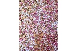 CAKE N BAKE Metallic/Shimmer Balls Edible Cupcake Cake Topper Sprinkles (90G Tub) (Nude, Pink & Gold)