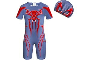 BERHANGO Spider Man 2099 Swimming Costume Spiderverse Swimsuit Spidey Boys Spider Verse Swimwear 3-10Y
