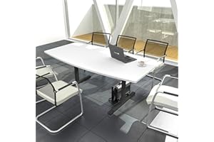 ‎WEBER BÜROLEBEN GMBH Weber Büroleben GmbH Easy Konferenztisch Bootsform 180x100 cm Weiß Besprechungstisch Tisch, Gestellfarbe:Anthrazit