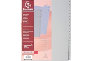 Exacompta - Réf. 1920E - Intercalaires gris en polypropylène recyclé avec 20 onglets imprimés alphabétiques de A à Z - Format à classer A4 maxi - Dimensions 24,5 x 29,7 cm - certifiés Ange Bleu