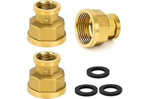 ELEGRIP Manicotto di Riduzione in Ottone 1" Femmina a 1/2" Femmina, Adattatore Connettori Filettati Interni, Raccordi a Doppia Presa per Tubo di Collegamento (6 Pezzi)