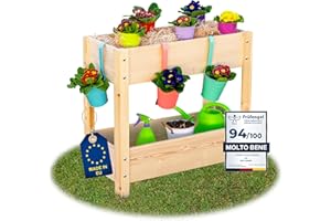 ITA Fioriera Rialzata 80x37x78 cm in Legno Naturale - Aiola con Due Livelli - Perfetta per Giardino, Terrazza, Balcone - Made in EU - Qualità Diretta dal Produttore