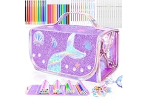JYPS 70 piezas Sirenas Maletin Pinturas para Niños con Estuche, Lavable Rotuladores para Colorear Juego de Pintura, Crayones, Acuarelas, Maletin de Colores Dibujo Juguetes Regalo Niña 3 4 5 6 7 años