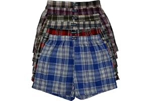 MioRalini Vävda boxershorts, 100 % bomull, lösa vävda boxershorts i amerikansk stil, rutiga i många mönster, boxershorts för