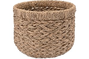 Decorasian - Cesto portaoggetti, rotondo, intrecciato, sostenibile, in crine vegetale