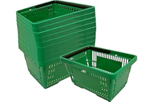 GERSO 10 cestas de plástico con asa, 20 litros, 40 cm, apilables, color verde