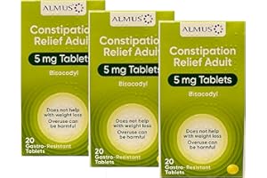 Almus Constipation Relief Gastro-Resistant Tablets 5 mg Bisacodyl - 3 x 20 Tablets
