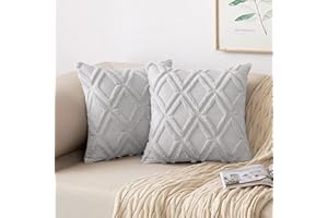 MIULEE Poszewka na poduszkę, pluszowa, jasnoszara, zestaw 2 szt., poduszka ozdobna, wełniana poszewka na poduszkę 45 x 45 cm, aksamitna, futrzana poduszka w stylu boho, puszysta poduszka na sofę, do