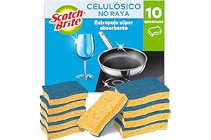 Scotch-Brite Estropajo celulósico no raya, 10 unidades - estropajo altamente absorbente ideal para tareas de limpieza cotidianas