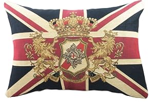 Evans Lichfield Union Jack Lion Feather Filled Cushion, Cotton, Multi, UJACKLI/FF4/MUL, Multicoloured, 46 x 32 cm