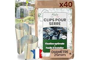 MILYTEC 40 Clips pour Serre de Jardin 25mm - Accessoire Fixation Bâche Serre - Attaches de Jardinage Professionnelles