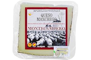 Hymor QUESO MANCHEGO Käse - 1x 200g - semi-curado spanischer Schafskäse D.O. PDO Hartkäse aus La Mancha von Montecampero passt zu Tapas Rioja-Tempranillo-Verdejo-Rotwein & Käseplatte
