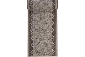 ‎MAZOVIA Mazovia rutschfest Teppich Läufer Flur - Klassisch Muster Teppichläufer - Kurzflor Flurläufer für Vorzimmer, Schlafzimmer, Küche - ÖKO-TEX Zertifiziert - Meterware Beige - 67 x 500 cm