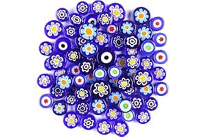 LUSSO LIA Coloured Glass Millifiori Pebbles Mosaics for Arts and Crafts 50 Grams (Blue)