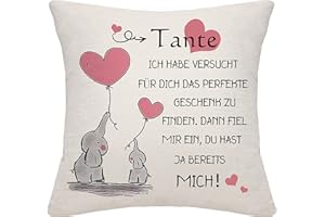 Bommex Tante Geschenk von Nichte Neffe Tante Kissenbezug Geschenk für Tante Geburtstagsgeschenk (Tante)