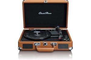 Lenco Classic Phono TT-10BN - Koffer-Plattenspieler mit Lautsprechern - Automatische Abschaltfunktion - 3 Geschwindigkeiten - Riemenantrieb - AUX-Eingang - Line-Out - Braun