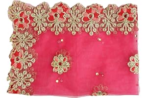 Aditri Creation Pink Work Chunari Netted Cloth Pooja Chunari (Size :- 12 Inches x 18 Inches) Chunni Puja Festival Decoration MATA Ki Chunri for Statue Chowki Aasan Mat Posters Frame