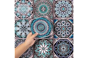 Hode Naklejki na płytki do kuchni i łazienki, naklejki na płytki, samoprzylepne plecy, odklej i przyklej, samoprzylepne ściany, winylowe, wodoodporne, niebieskie, fioletowe, marokańskie, 24 szt. 15 x