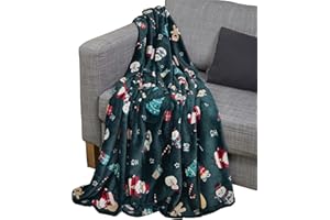 Celebright Luxurious Christmas 100% Recycled Fleece Throw – Large 50 x 60Inch (127cm x 152cm) Fluffy Microfiber Blanket for Bed, Sofa, Couch – Plush Snuggly Cosy Winter Warmer – Jolly Holiday Green