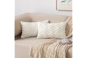 MIULEE Zestaw 2 poszewek na poduszki, ozdobne poszewki na poduszki, wełniane, aksamitne, futrzane, w stylu boho, puszysta poduszka dekoracyjna na sofę, do sypialni, 40 x 60 cm, mleczna biel