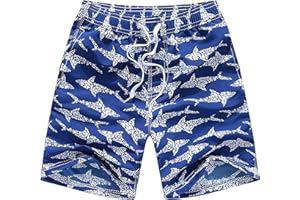Coralup Kids Beach Shorts Boys Swim Trunks Adjustable Waist Quick Dry Breathable Lightweight Swimwear Boardshort Age 2-14Years
