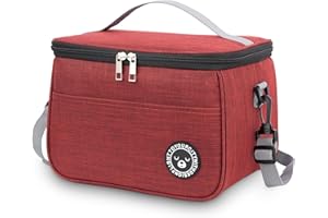 BALIGO 9L izolowana torba na lunch, [ odporna na przeciekanie podszewka ] torba chłodząca, torba na lunch Bento, składana termiczna torba na lunch do pracy podróży pikniku biurowego (Czerwony, 9L)