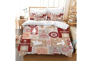 JEFFEL Set di biancheria da letto natalizia con motivo di Babbo Natale, ad alta definizione, 3 pezzi, regalo di Natale per bambini e adolescenti (Natale G, 220 x 240 cm)