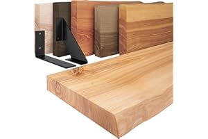 LAMO Manufaktur mensola in legno con bordo naturale, mensola pensile Basic, naturale/Bianca 90cm, LW-01-A-002-90LW