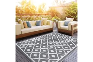 SHACOS Dywan ogrodowy, wodoodporny, do użytku na zewnątrz, 150 x 210 cm, dwustronna mata podłogowa z tworzywa sztucznego, słomkowy, odporny, mata kempingowa, wędrówki, kemping, plażę, do parku