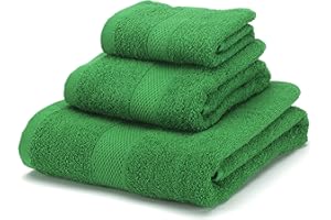 Boncasa - Juego de Toallas - 100% Algodón Peinado (no regenerado) - Calidad Ring Spun - Tacto Suave - 450 gr/m2 (Set 3 Piezas, Verde Oscuro)