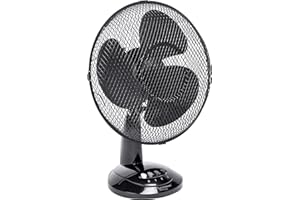 Bestron Ventilateur de table mobile Ø 35cm, Petit ventilateur avec 3 niveaux de vitesse & fonction oscillation 75°, Hauteur : 35 cm, 40 Watts, DDF35Z, Couleur: Noir