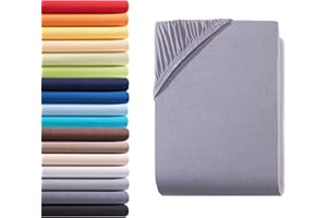 ‎HOMETEX PREMIUM TEXTILES Hometex Premium Textiles Spannbettlaken Spannbetttuch 90-100 x 200 cm, Bettlaken Jersey aus 100% Baumwolle, Matratzen bis 23-25 cm, Oeko-TEX Made IN Green, Grau