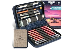 SCHNAUD Zeichenset professionell mit Online-Kurs – Bleistift Zeichenset & Zeichenzubehör zum Zeichnen lernen