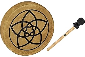 Sonic Energy Rahmentrommel Venusblume – 38 cm – Schamanisches Instrument mit Büffelfell – Für Meditation, Klangreisen, Percussion – Inkl. Schlägel (HOD15-VF)