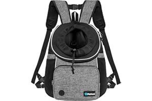 PetAmi Adjustable Cat & Dog Chest Carrier Backpack, Ventilated for Hiking & Camping, Max 15 lbs, Gray