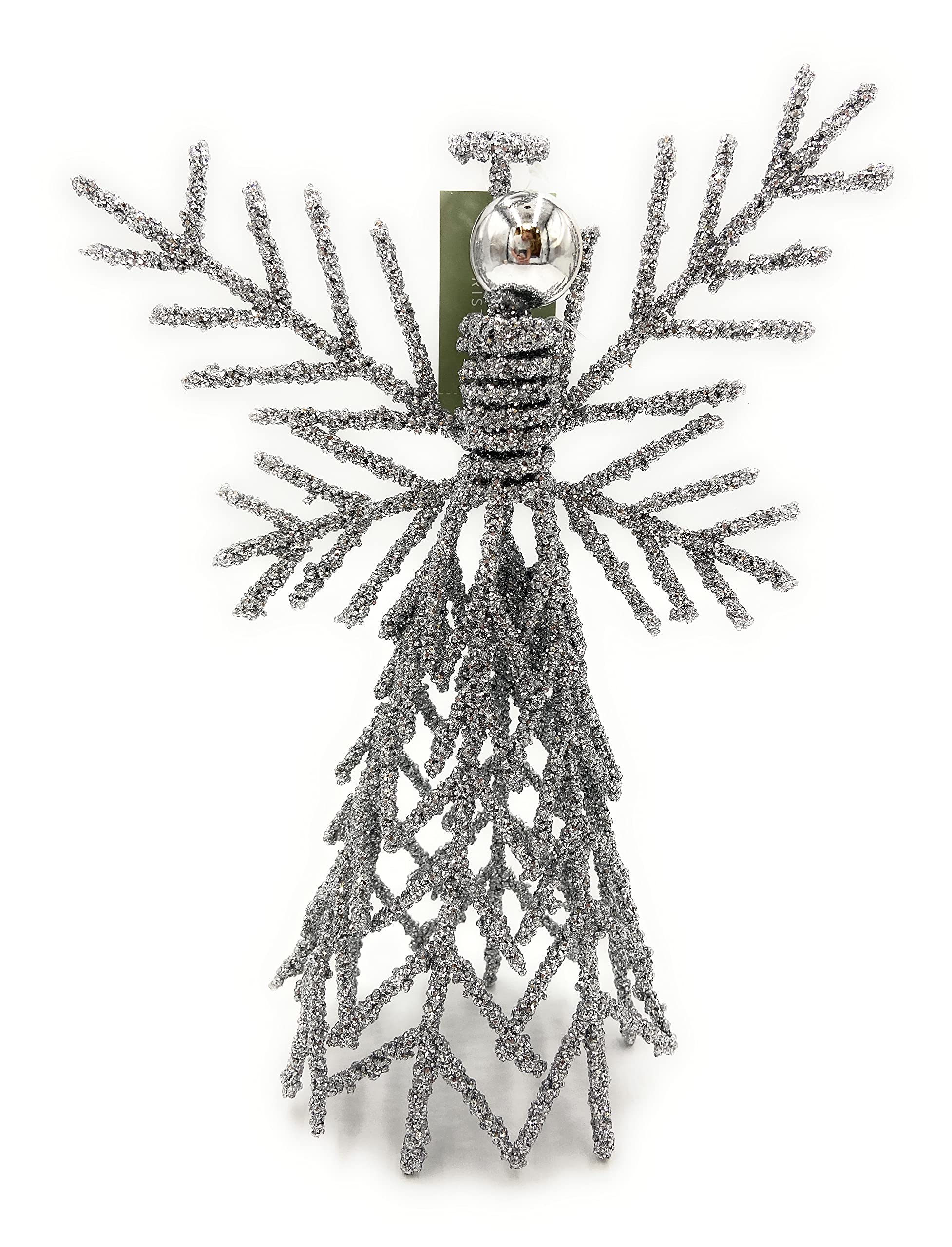 Wire Silver Glitter Angel Christmas Tree Topper 32cm Christmas Decoration Ornament