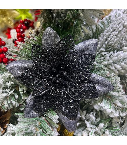Greentime 12 Stck Glitzer Weihnachtssterne 14cm Mit Clips & Stielen  Wei