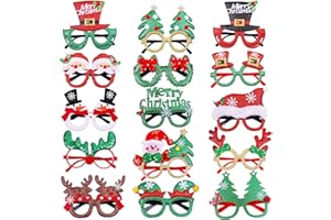 URATOT 15 Stile Weihnachten Glitzer Party-Brillenrahmen Weihnachtskostüm-Brillen Weihnachts-Party-Brillen für Partybedarf für die Feiertagsfeier.