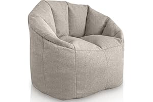 Aiire Sillon Puff Salon de Lujo - [85x85x75] Sofa Puf Moderno en Algodón Premium - Puffs con Relleno Incluido para Adultos o Decoracion Habitacion Juvenil - Bean Bag Chair Infantil XXL Beige