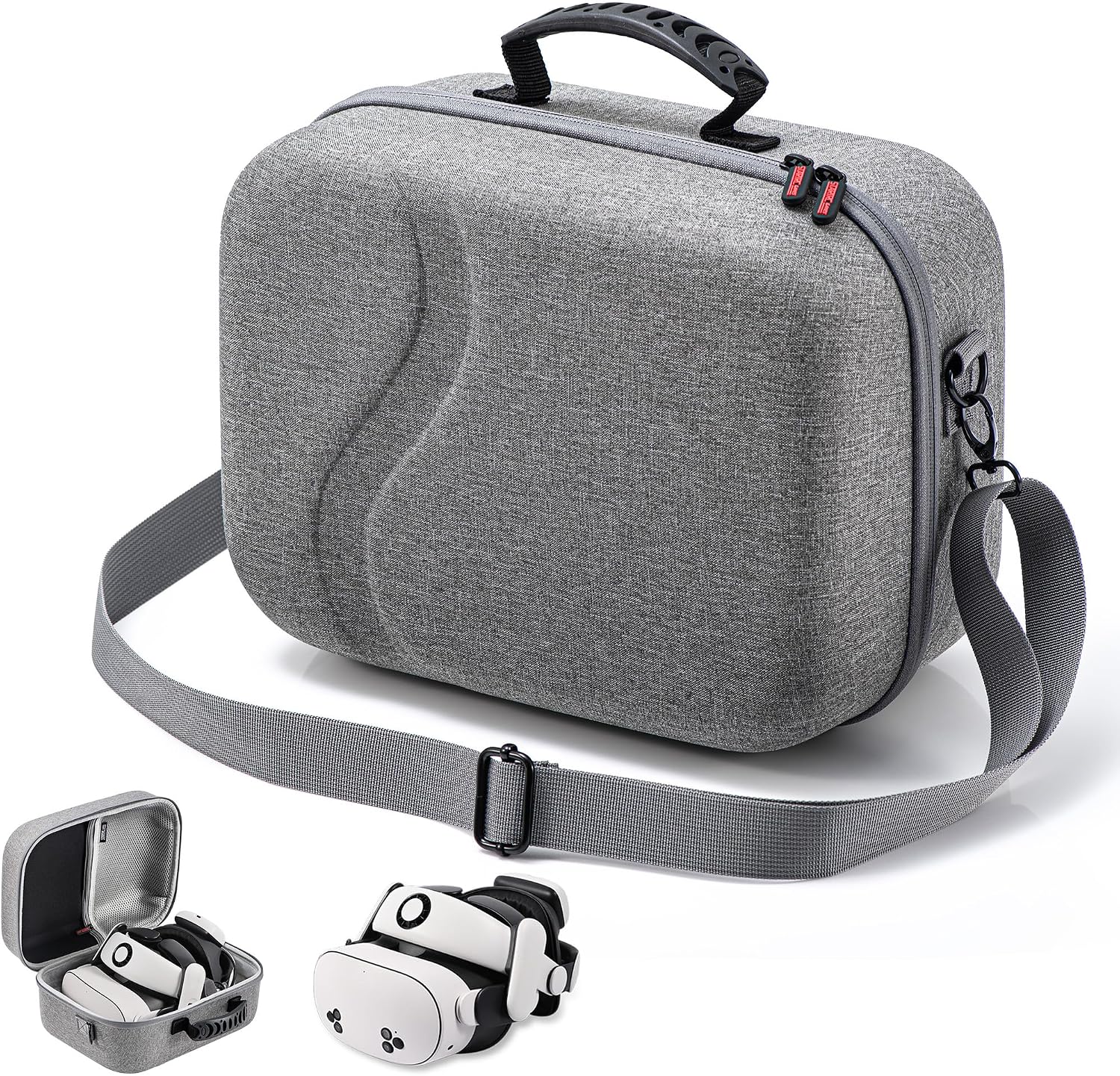 DEVASO Large Carrying Case for Meta Quest 3S/Quest 3, Hard Travel Case for BOBOVR S3 Pro/Kiwi Design Battery Head Strap, Controllers and Other Accessories, Carry Case for Oculus Quest 3S/3, Gray