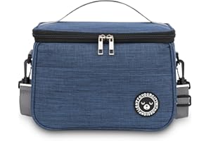 BALIGO izolowana torba na lunch 6.4L, torba chłodząca, torba na lunch Bento z paskami na ramię,składana termiczna torba na lunch do pracy podróży pikniku biurowego (Niebieski, 6.4L)