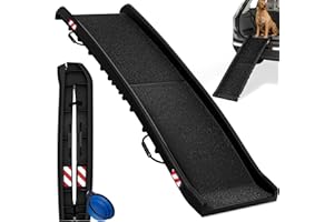 ‎CADOCA CADOCA® Hunderampe Auto klappbar 90kg kompakt 156x40cm Tragegriff Sicherungsbügel Reflektoren Trinknapf Hund Katze rutschfest leichte Einstiegshilfe