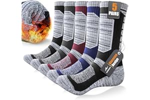 Niorasen Full Cushion Thermal Socks for Men, Thick Cotton Mens Work Socks, Padded Mens Warm Socks, 5 Pairs Crew Winter Sports Socks for Outdoor Walking Hiking Running Climbing