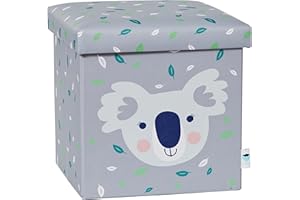 LOVE !T STORE !T Love IT Store IT Sitzhocker mit Stauraum - Hocker aus robustem Stoff - Verstärkt mit MDF-Holz - Belastbar bis 150 kg - Grau mit Koala-Motiv - 35x35x35 cm