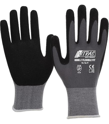 Nitras Nylotex 3520 Nylon Latex Arbeitshandschuhe 12 Paar, grau / schwarz, 7 Baumarkt