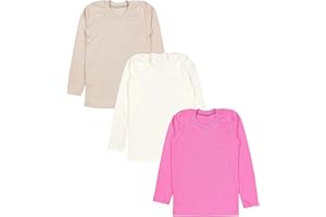 TupTam Enfants Filles sous-vêtements Manches Longues Basic T-Shirts Maillots de Corps Chemise Lot de 3