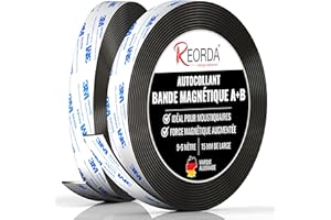 Reorda® Bande Magnétique pour Moustiquaires A+B | Bande Magnétique DIY pour Une Attraction Mutuelle Optimale