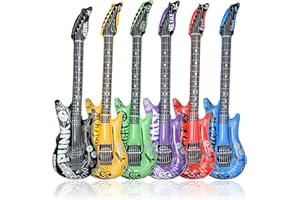 FunX Set di 6 chitarre gonfiabili, accessori per chitarra ad aria, per feste a tema, carnevale e carnevale, in 6 direzioni musicali