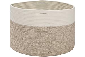 Hossejoy Woven Cotton Rope Basket, Large Toy Storage Organizer Blanket Basket Nursery Baskets Laundry Hamper,Storage Clothes Baskets with Handle, Great for Bed Sheets, Baby Clothes